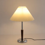 Lynnea Pleated Table Lamp in Chrome & Walnut – Modern Designer Bedside Lighting