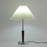 Lynnea Pleated Table Lamp in Chrome & Walnut – Modern Designer Bedside Lighting