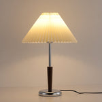 Lynnea Pleated Table Lamp in Chrome & Walnut – Modern Designer Bedside Lighting