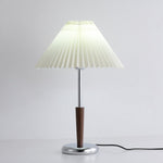 Lynnea Pleated Table Lamp in Chrome & Walnut – Modern Designer Bedside Lighting