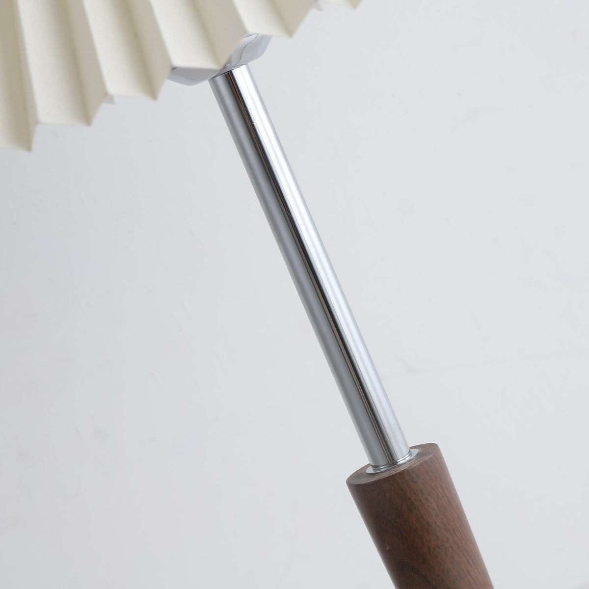 Lynnea Pleated Table Lamp in Chrome & Walnut – Modern Designer Bedside Lighting