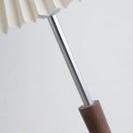 Lynnea Pleated Table Lamp in Chrome & Walnut – Modern Designer Bedside Lighting