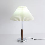 Lynnea Pleated Table Lamp in Chrome & Walnut – Modern Designer Bedside Lighting
