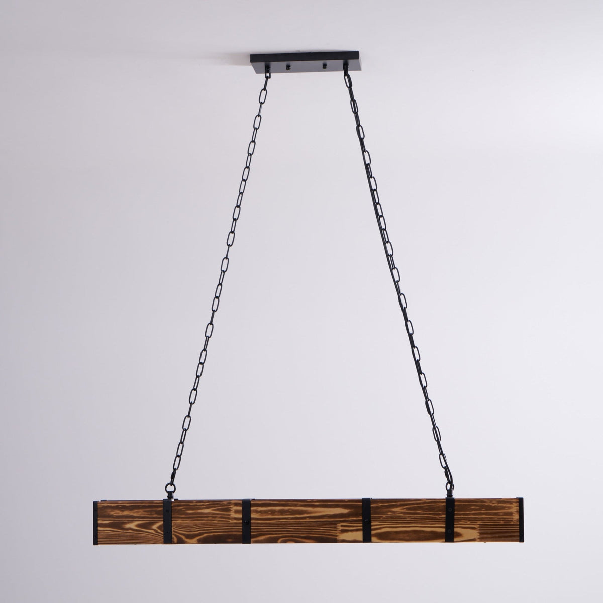 Pleva Linear Wood LED Chandelier, Modern Farmhouse Kitchen Island Light