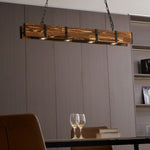 Pleva Linear Wood LED Chandelier, Modern Farmhouse Kitchen Island Light