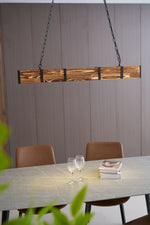 Pleva Linear Wood LED Chandelier, Modern Farmhouse Kitchen Island Light