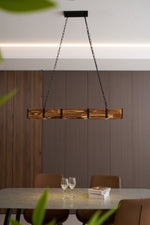 Pleva Linear Wood LED Chandelier, Modern Farmhouse Kitchen Island Light