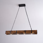 Pleva Linear Wood LED Chandelier, Modern Farmhouse Kitchen Island Light