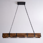 Pleva Linear Wood LED Chandelier, Modern Farmhouse Kitchen Island Light