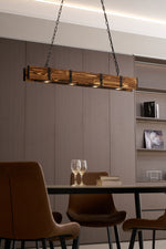 Pleva Linear Wood LED Chandelier, Modern Farmhouse Kitchen Island Light