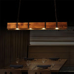 Pleva Linear Wood LED Chandelier, Modern Farmhouse Kitchen Island Light