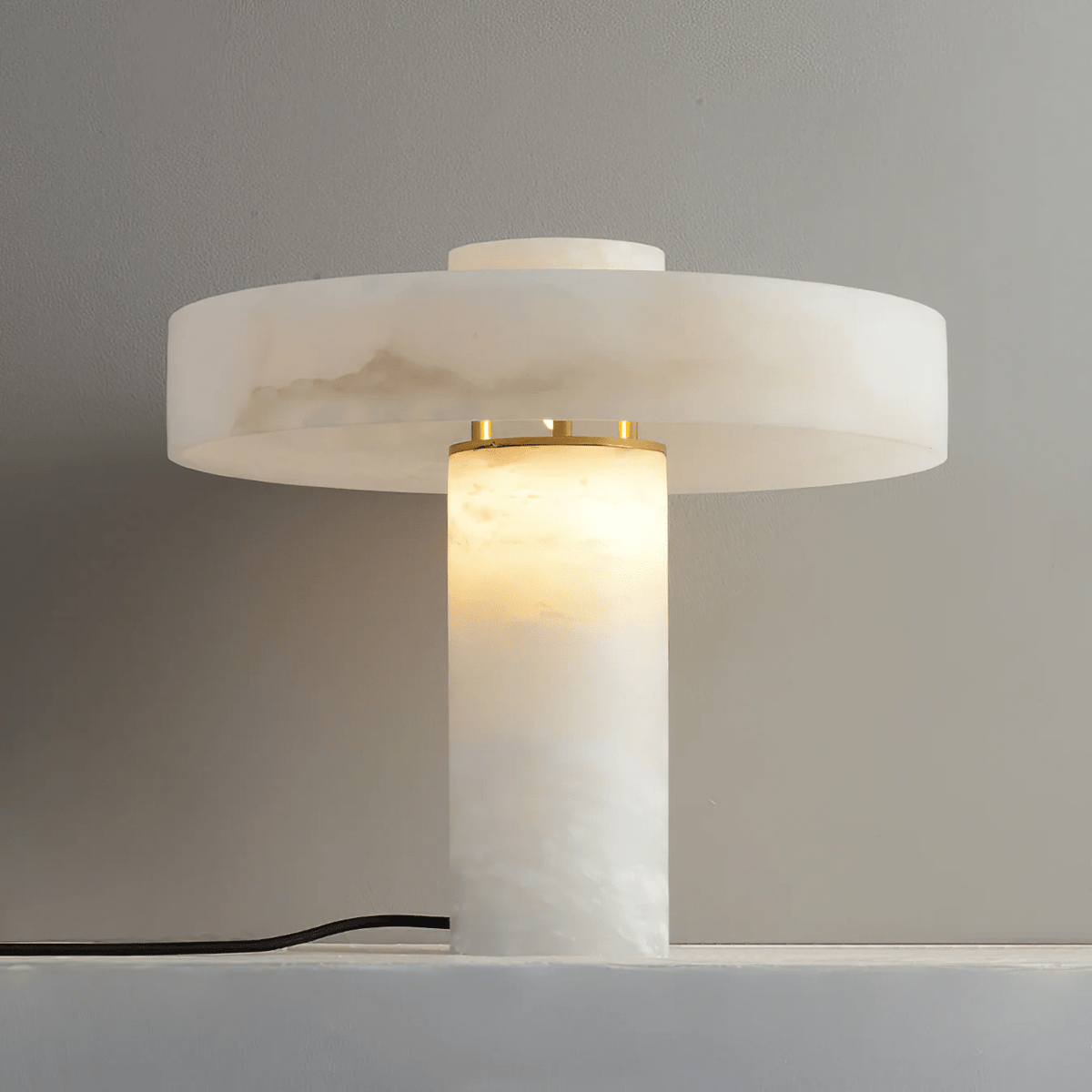 Plinth Natural Alabaster Table Lamp – Sculptural Ambient Lighting
