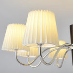 Plisse Fabric Chandelier with White Oak Accents for Dining Room and Living Room