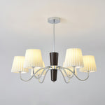 Plisse Fabric Chandelier with White Oak Accents for Dining Room and Living Room