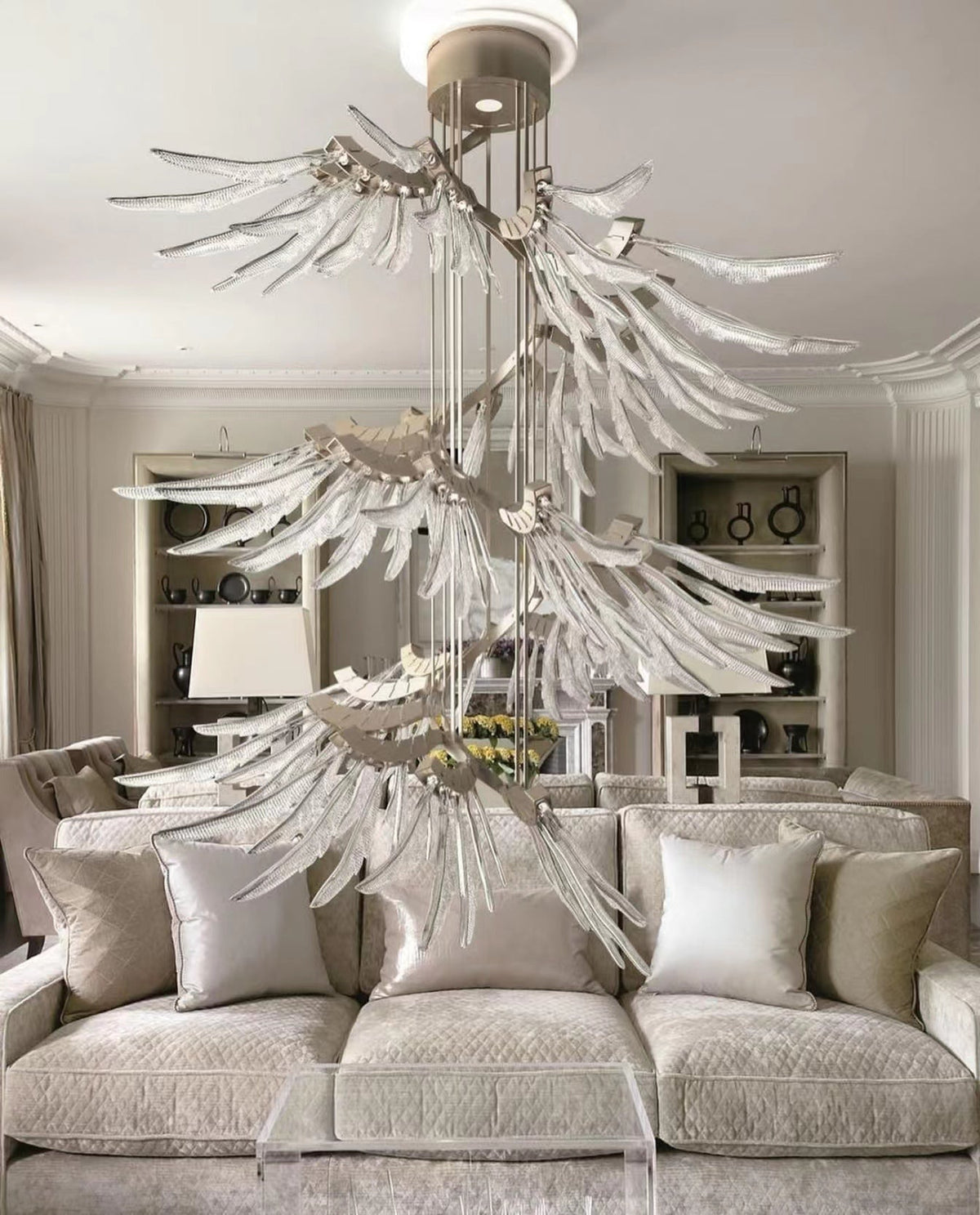 Plumage Ascent Crystal Chandelier for Modern Interiors