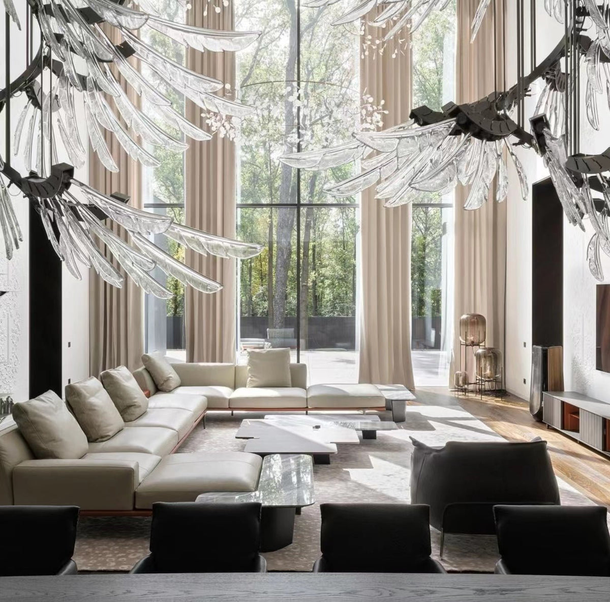 Plumage Ascent Crystal Chandelier for Modern Interiors