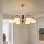 Pomona Sculptural Glass Chandelier with Chrome and Wood Accents