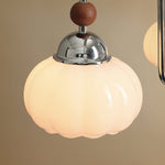 Pomona Sculptural Glass Chandelier with Chrome and Wood Accents