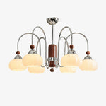 Pomona Sculptural Glass Chandelier with Chrome and Wood Accents