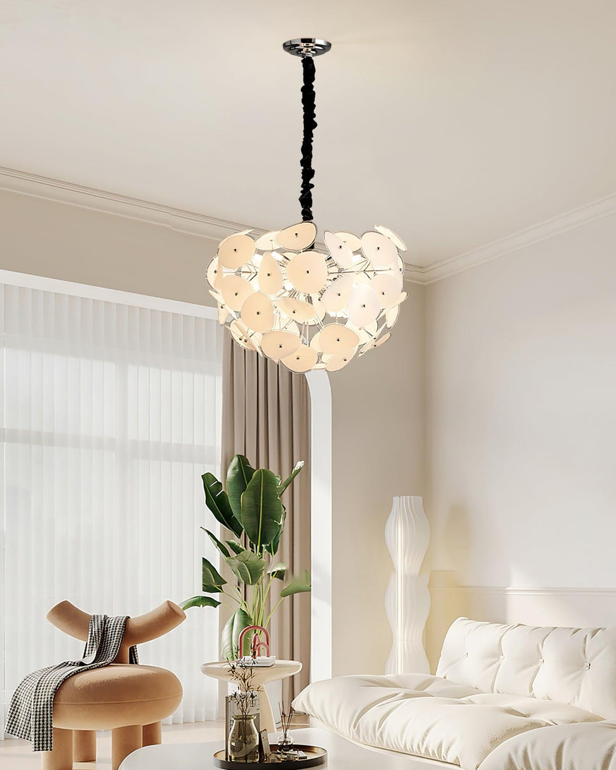 Poppy Glass Globe Chandelier – Modern Chrome & Clear Glass Pendant Light
