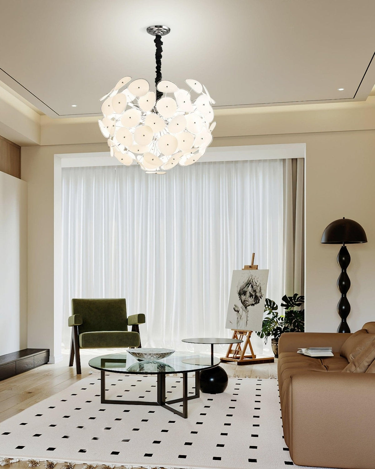 Poppy Glass Globe Chandelier – Modern Chrome & Clear Glass Pendant Light