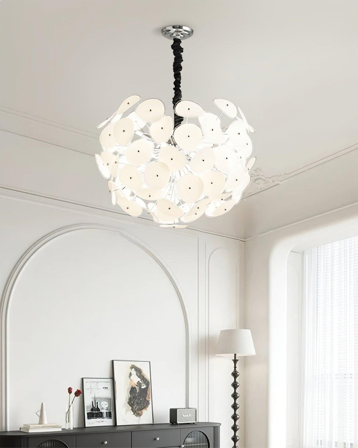 Poppy Glass Globe Chandelier – Modern Chrome & Clear Glass Pendant Light
