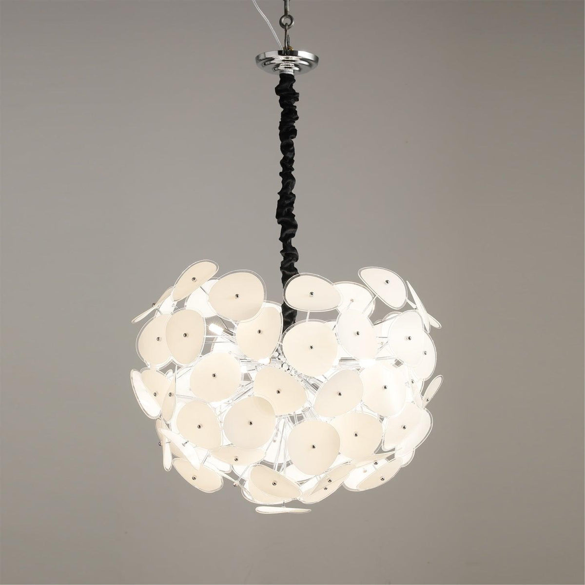 Poppy Glass Globe Chandelier – Modern Chrome & Clear Glass Pendant Light