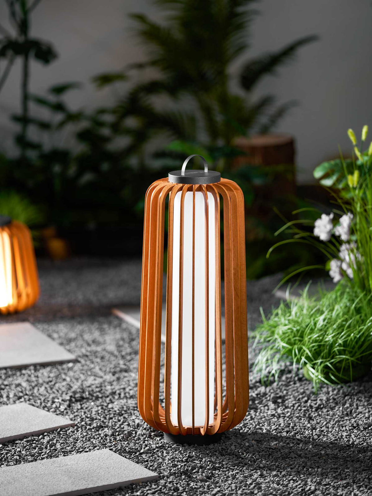 Vakker Portable LED Lantern in Teak and Metal for Outdoor Living