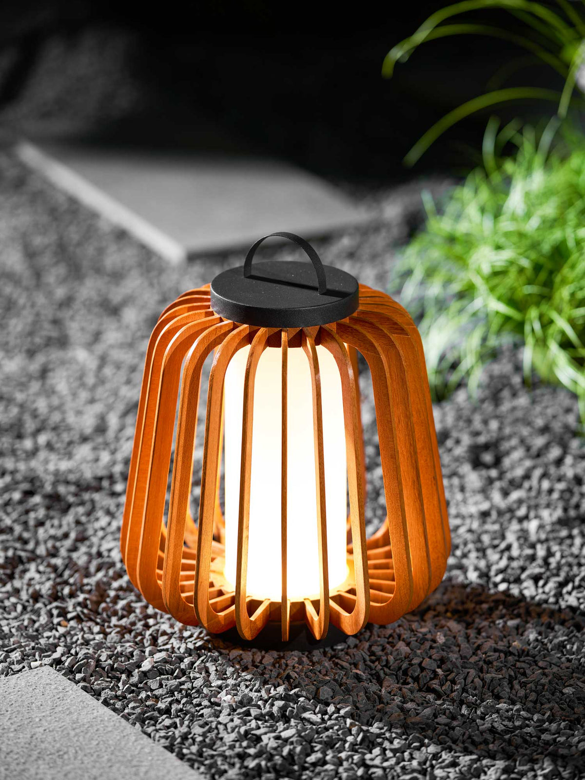 Vakker Portable LED Lantern in Teak and Metal for Outdoor Living