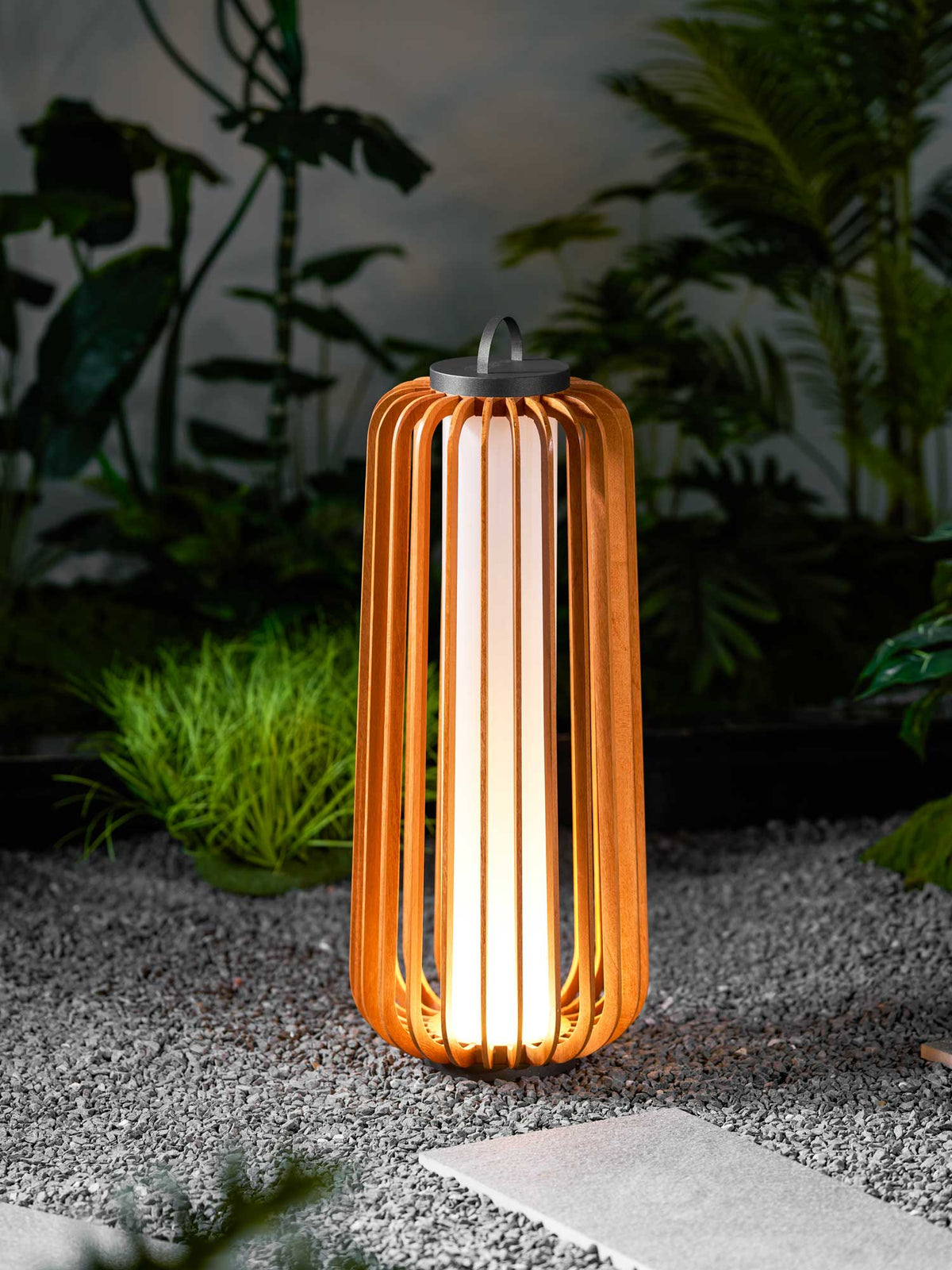 Vakker Portable LED Lantern in Teak and Metal for Outdoor Living