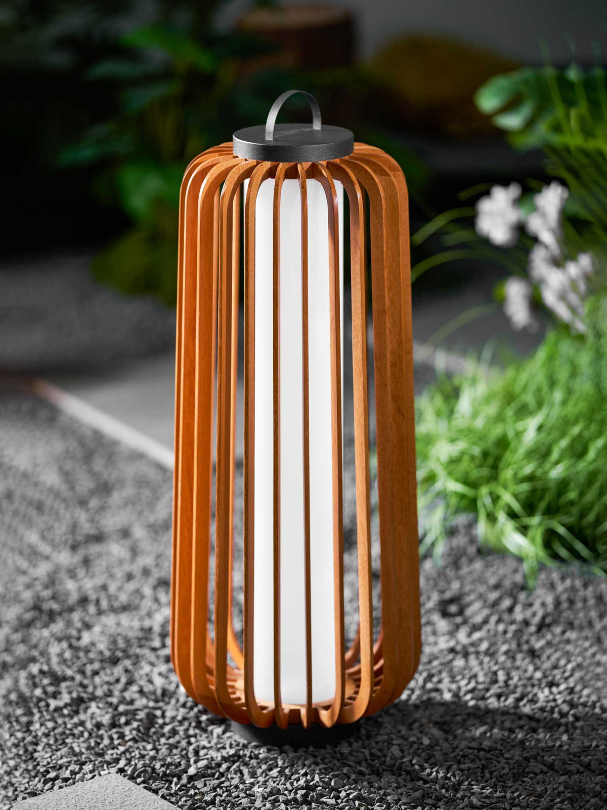 Vakker Portable LED Lantern in Teak and Metal for Outdoor Living