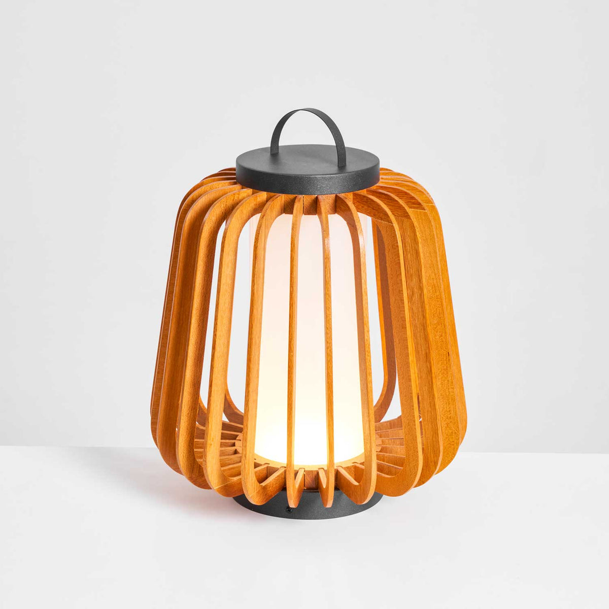 Vakker Portable LED Lantern in Teak and Metal for Outdoor Living