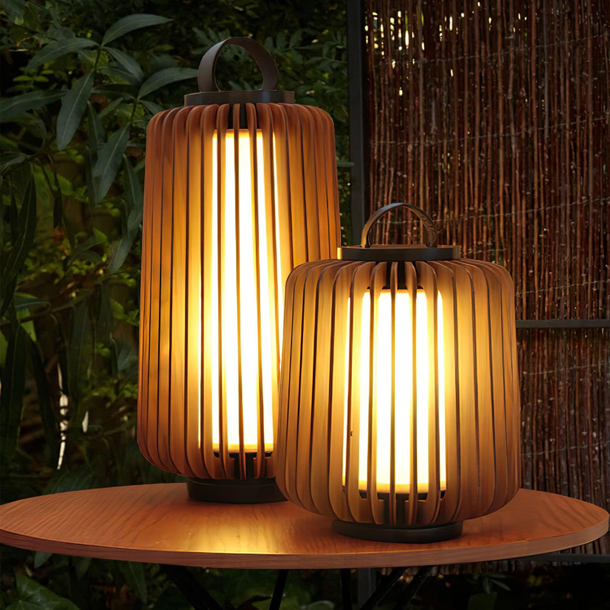 Vakker Portable LED Lantern in Teak and Metal for Outdoor Living
