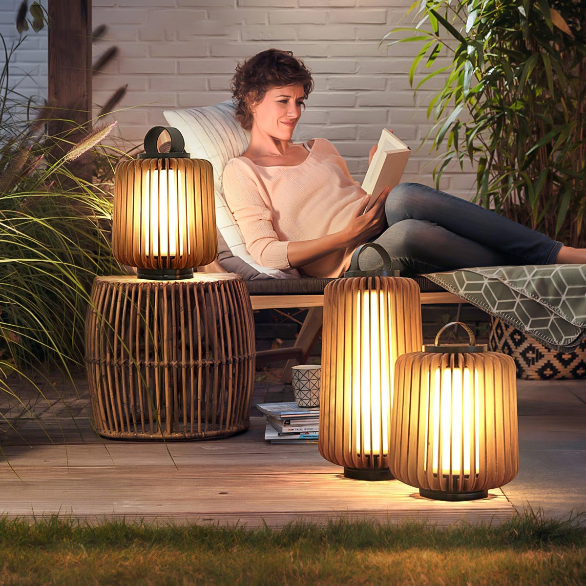 Vakker Portable LED Lantern in Teak and Metal for Outdoor Living