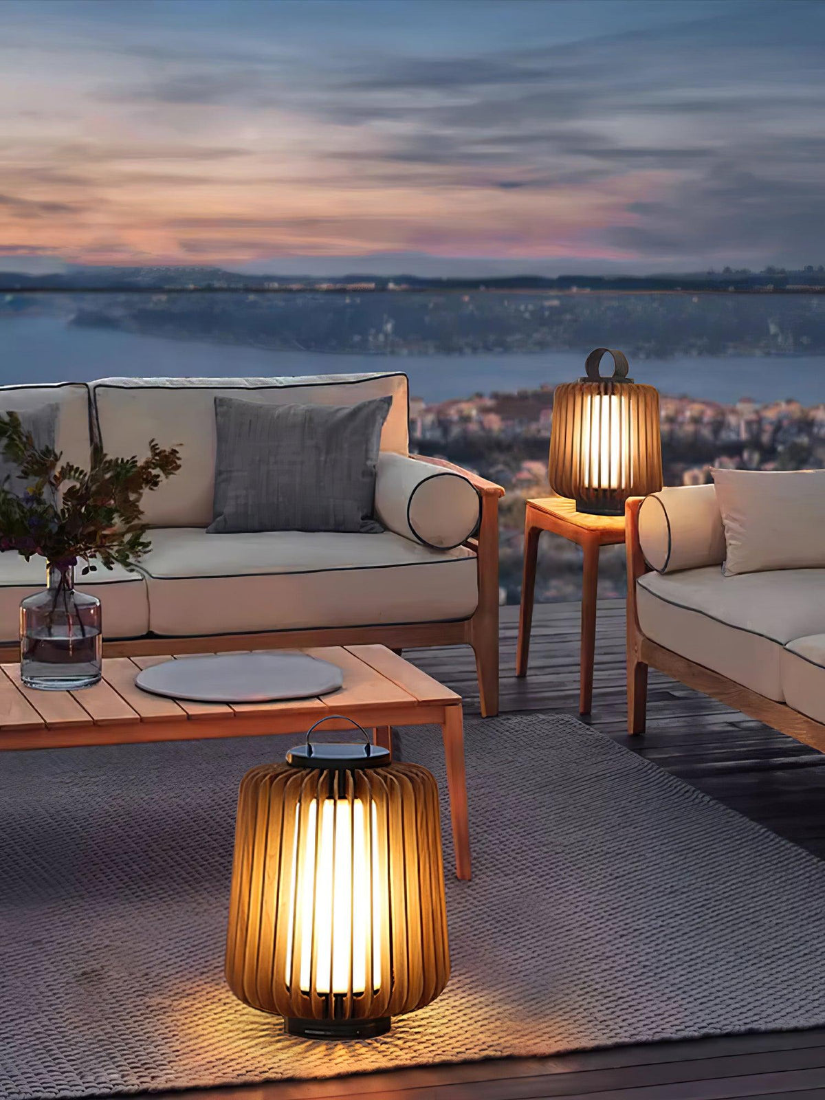 Vakker Portable LED Lantern in Teak and Metal for Outdoor Living