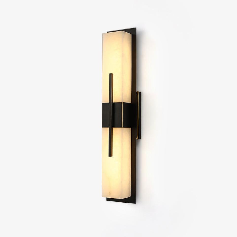 Axis Twin Alabaster LED Wall Sconce, Modern Brass & Black Finish