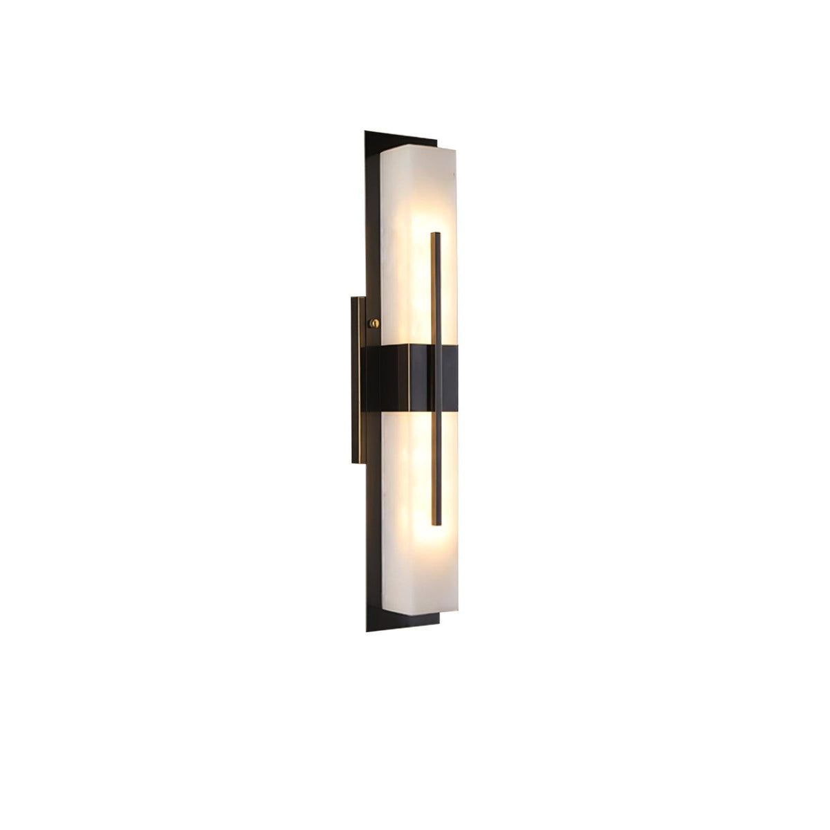 Axis Twin Alabaster LED Wall Sconce, Modern Brass & Black Finish