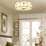 Preston Brass Flush Mount Ceiling Light with Frosted Glass Shade