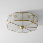 Preston Brass Flush Mount Ceiling Light with Frosted Glass Shade