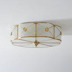 Preston Brass Flush Mount Ceiling Light with Frosted Glass Shade