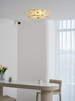 Preston Brass Flush Mount Ceiling Light with Frosted Glass Shade