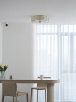 Preston Brass Flush Mount Ceiling Light with Frosted Glass Shade