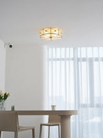 Preston Brass Flush Mount Ceiling Light with Frosted Glass Shade