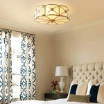 Preston Brass Flush Mount Ceiling Light with Frosted Glass Shade