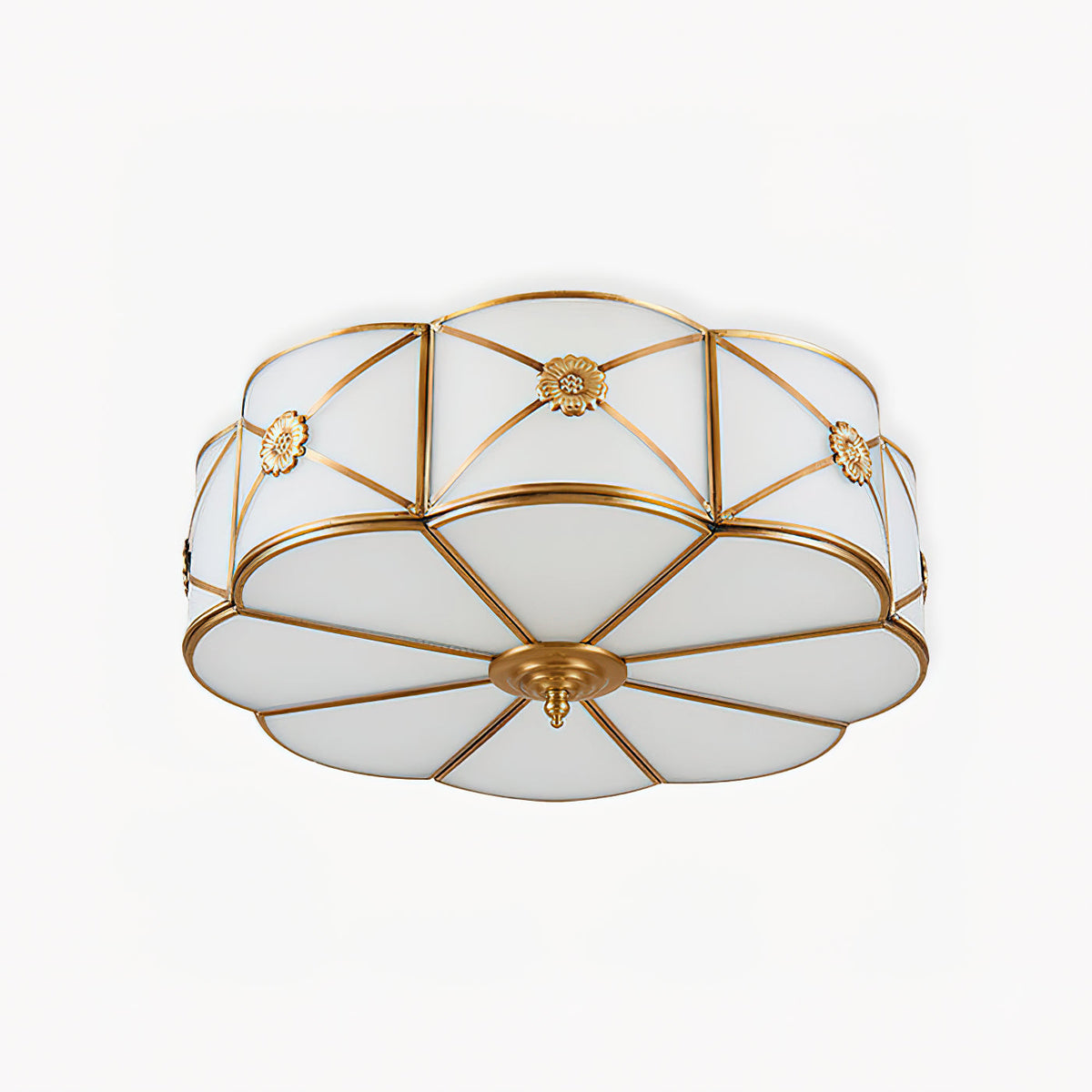 Preston Brass Flush Mount Ceiling Light with Frosted Glass Shade