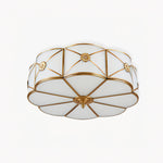 Preston Brass Flush Mount Ceiling Light with Frosted Glass Shade
