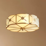Preston Brass Flush Mount Ceiling Light with Frosted Glass Shade