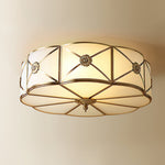 Preston Brass Flush Mount Ceiling Light with Frosted Glass Shade