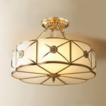 Preston Brass Flush Mount Ceiling Light with Frosted Glass Shade