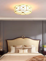 Preston Brass Flush Mount Ceiling Light with Frosted Glass Shade